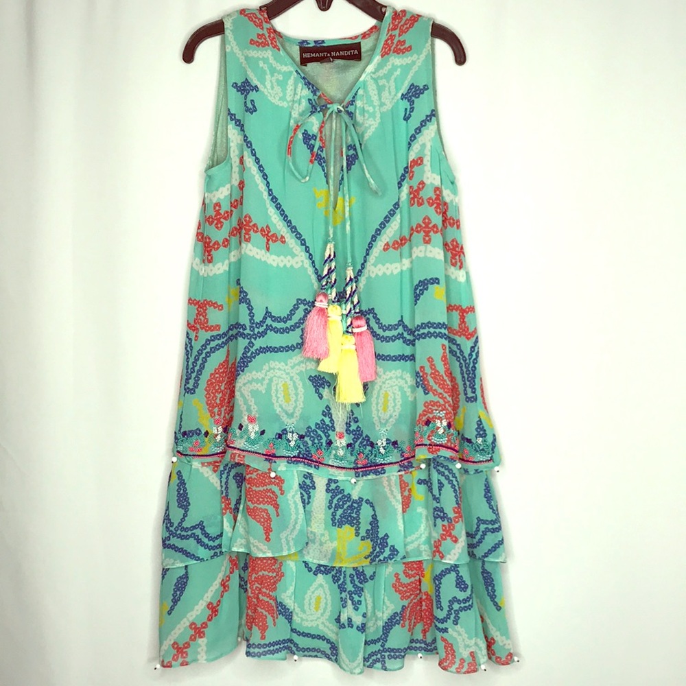 Tunic Dress w/Beading size 6 by Hemant & Nandita